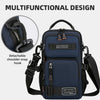 A navy blue multifunctional chest bag with a detachable shoulder snap hook and adjustable strap.