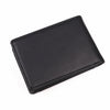 Cartera de cuero negro y delgado con forma de bate para hombre, vista desde arriba