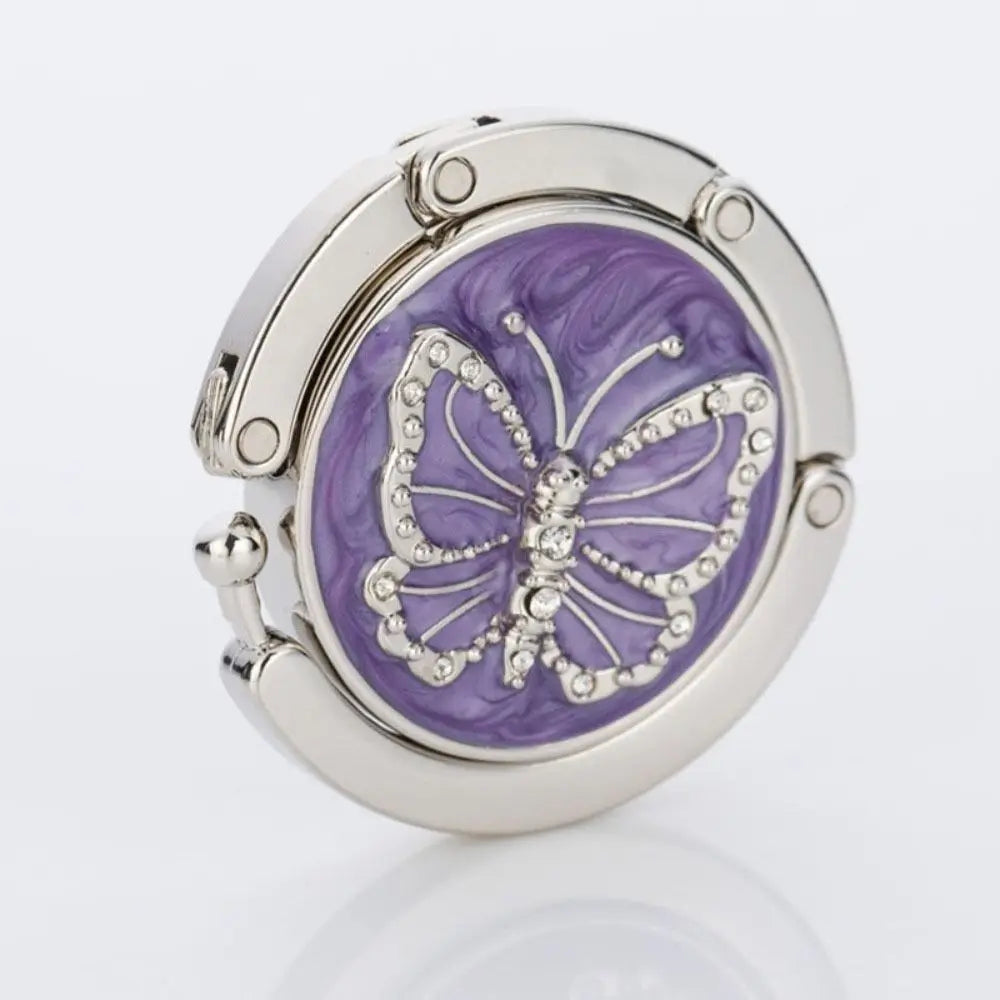 Gancho para colgar mesa de mariposa de aluminio plegable plateado con diseño marmolado morado