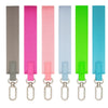 A set of five multicolor nylon wrist strap keychains in shades of gray, pink, blue, and green.