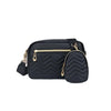 Schwarze gesteppte Crossbody-Tasche mit goldenen Verzierungen
