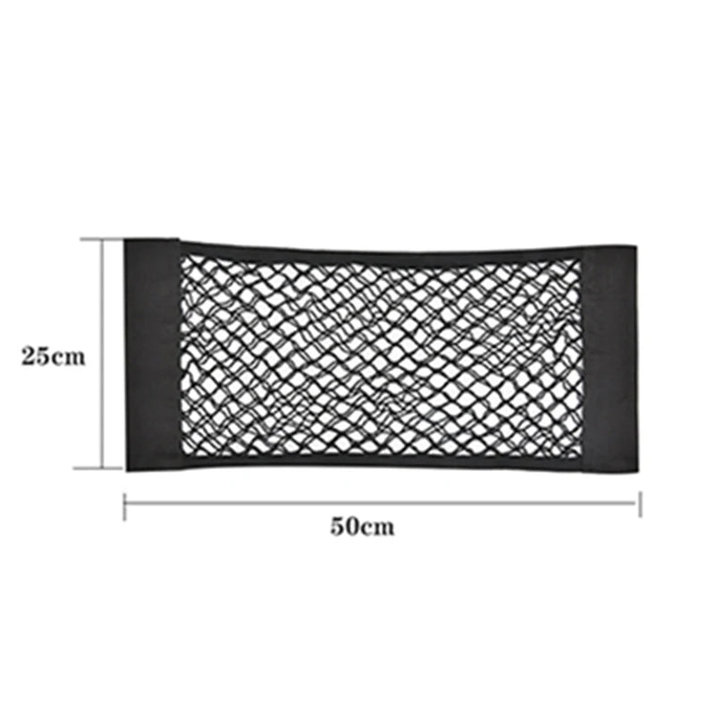 Black mesh net bag for universal car trunk storage organizer
