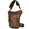 A brown multi-purpose PU waist pack bag with a strap and zippered compartment.