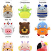 A collection of cartoon animal plush backpacks including a ladybird, hedgehog, sheep, koala, chimpanzees, crocodile, frog, ra