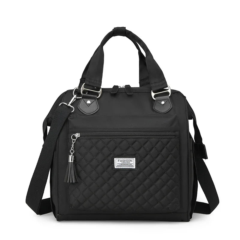 Sac de lunch isotherme noir avec bretelles et poche zippée