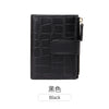 Black women's PU leather bi-fold wallet with a zipper closure