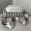 Silbergrabe PU-Leder-Crossbody-Tasche für Herren mit gemustertem Stoffriemen