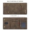 A brown leather multi card wallet design showing eight card pockets and a separate ID slot.