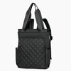 Black quilted women's backpack tote bag with adjustable straps