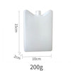 White reusable ice pack with a square shape and a protrusion for cooling food and drink.