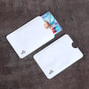 A white anti-scan card sleeve with an RFID protection layer is shown next to a UnionPay card.