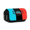 A black zippered flip pen case with a blue and red design featuring the text I'm a gamer nothing scares me