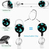 A set of retractable badge reels featuring a carabiner clip, crystal glass surface, and a detachable clip with an anti-fricti
