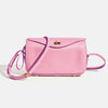 A pink genuine leather square shoulder crossbody bag with gold hardware.