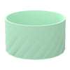 A light mint green silicone boot sleeve designed to fit water bottles.