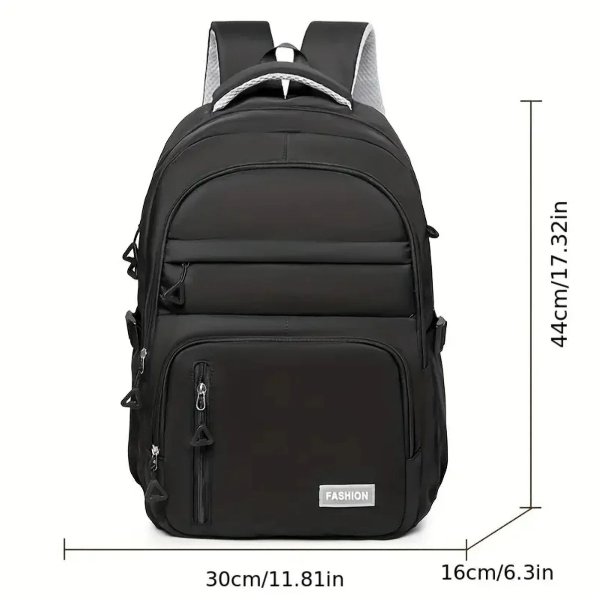 Black versatile travel backpack with gray accents shown from the back