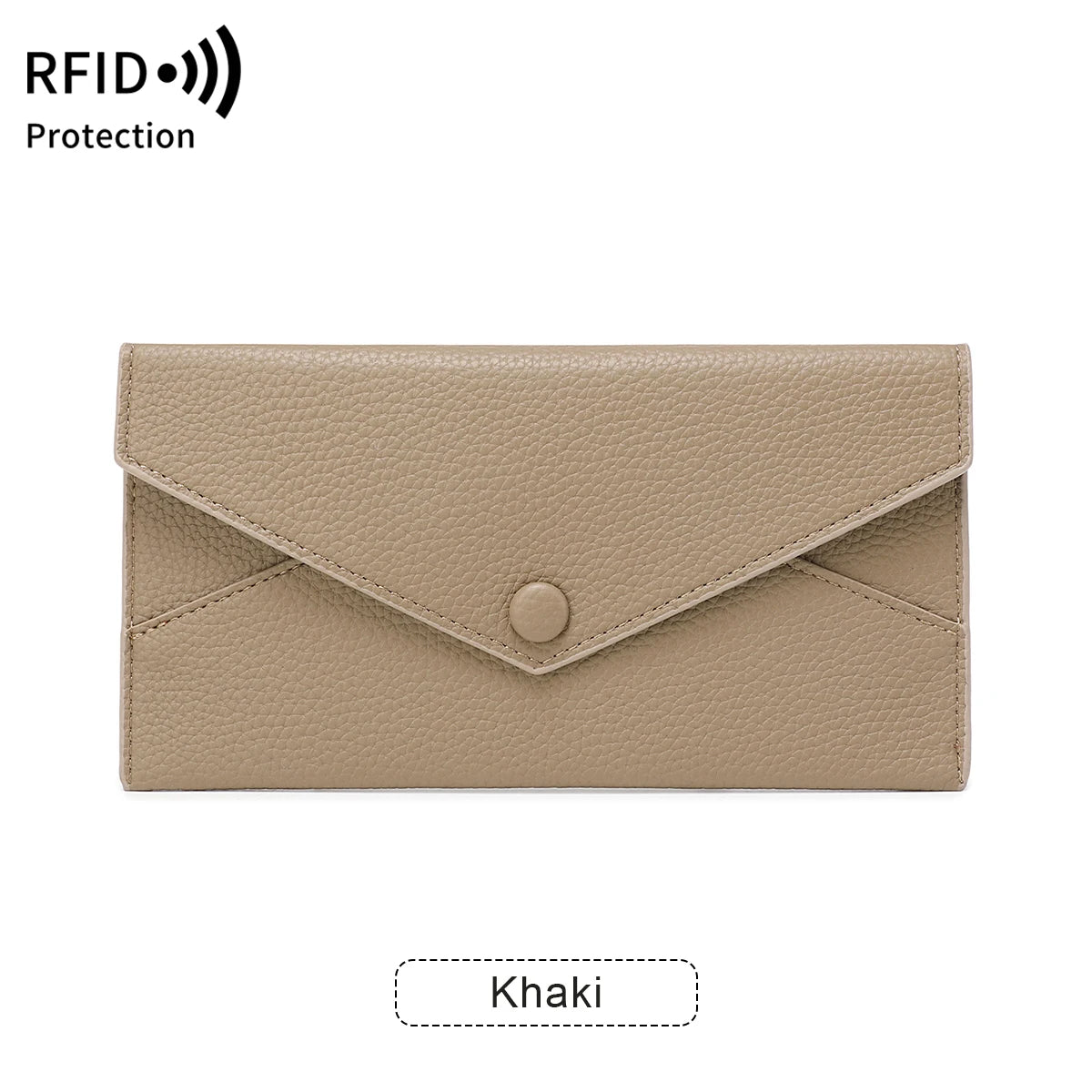 Beige minimalistiges PU-Leder-Münzwallet mit gefalteter Klappdesign.