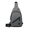 A gray lightweight nylon crossbody sling bag shown from the back.
