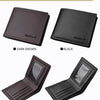 A set of DEABOLAR men's PU leather folding wallets in dark brown and black colors.