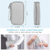 A silver waterproof cable organizer storage bag shown in various views and usage context.