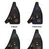 A set of compact oxford crossbody sling bags in black, dark blue, and dark gray.