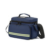 A navy blue durable waterproof emergency trauma bag with a yellow stripe detail.