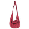 A deep red corduroy casual crossbody shoulder bag hanging vertically.