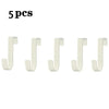 Five white heavy duty multi-purpose hooks for cabinet doors