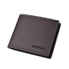 A dark gray men's PU leather folding wallet with black stitching.