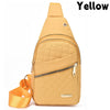 Geliges gestepptes wasserdichtes Crossbody-Sling-Bag mit Reißverschluss und orangefarbener Trageriem.