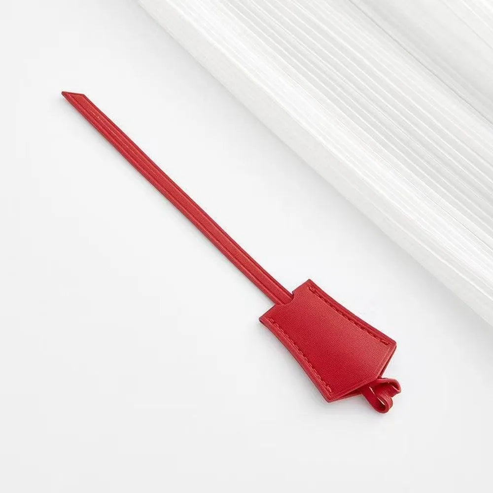 A red genuine cowhide leather shoulder strap is shown against a white background.