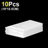 Ten self-sealing bubble mailer bags with protective cushioning stacked together.