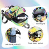 A clear PVC backpack featuring a main bag, inner bags, and side mesh pockets.
