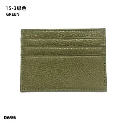 Braunes grünes Kuh-Leder-Ausweis-Wallet.