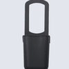 A black foldable silicone cup holder designed for bikes, strollers, and carts.