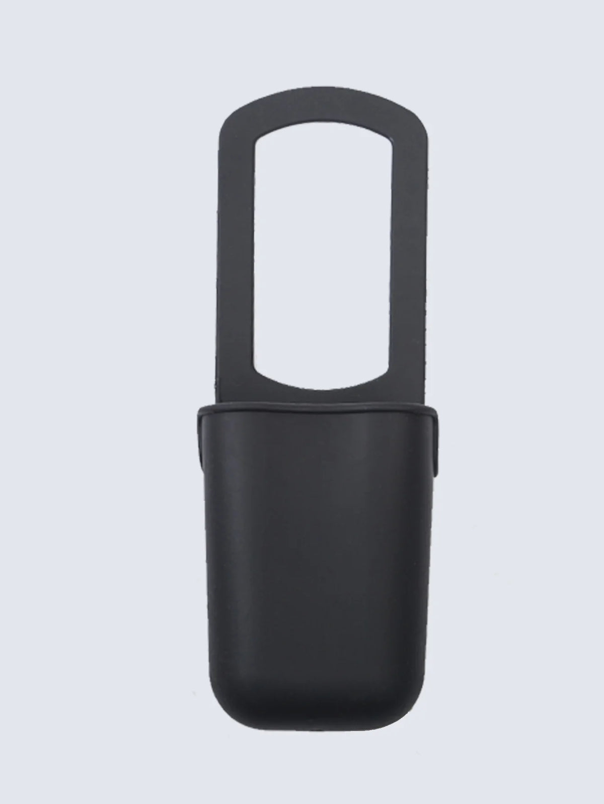 A black foldable silicone cup holder designed for bikes, strollers, and carts.
