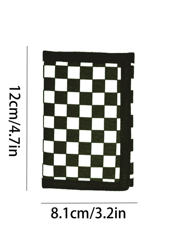 Fold Over Checkered Print Wallet