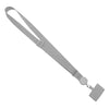 A gray universal adjustable phone lanyard with a neck strap.