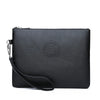 Black elegant PU leather men's clutch wallet with silver hardware