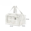 A clear white pouch with a transparent window for dry-wet separation, used for fitness and travel.
