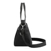 A black durable nylon tote bag with a secure zipper closure and shoulder strap.