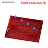 Red crocodile pattern slim card holder wallet with four card slots