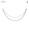 A multi-layer metal chain strap shoulder bag charm with delicate silver links.