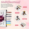 A set of multi-functional cosmetic bags and stationery storage cases featuring various pens, brushes, and tools.