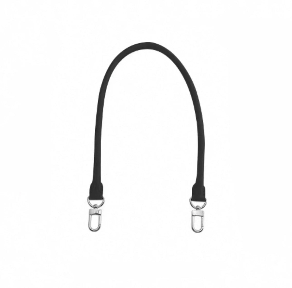 Black cowhide leather bag shoulder strap with metal hardware