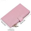 A pink RFID protection bi-fold wallet with a zipper closure shown from the side.