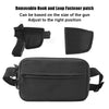 Black tactical concealed carry fanny pack with a removable hook and loop fastener patch
