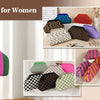 A collection of woven clutch purses in various colors and patterns, including striped knit bags.