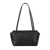 Black genuine leather mini shoulder bag with adjustable straps
