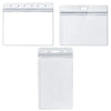 A set of five transparent vinyl ID card holder sleeves displayed side by side.